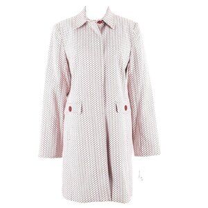 Apt. 9 $89 Sz 8 Red White Lined Hidden Buttons Cotton Blend Coat